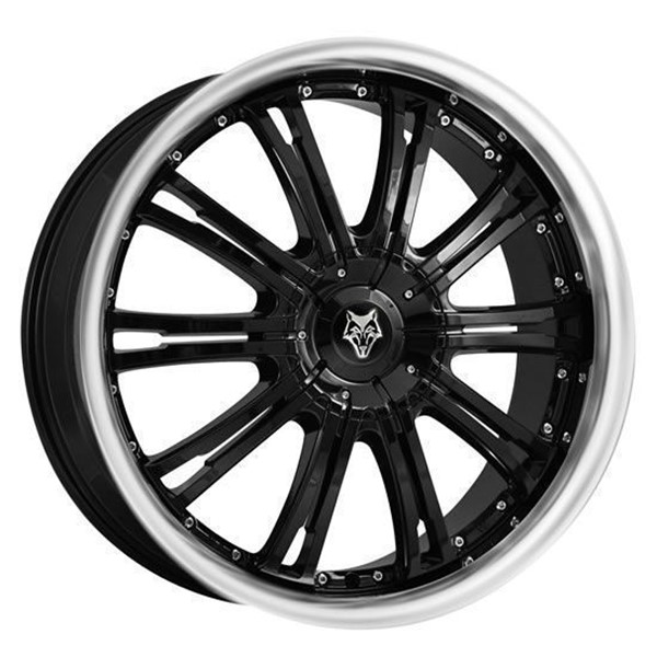 22" Wolfrace Vermont Gloss Black Polished Lip Alloy Wheels